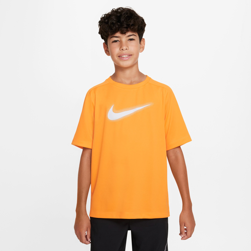 

Nike Boys Nike Dri-FIT Multi + Short Sleeve GX Top - Boys' Grade School Vivid Orange/White Size L