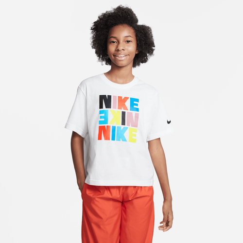 

Nike Girls Nike NSW Boxy Print T-Shirt - Girls' Grade School White Size L