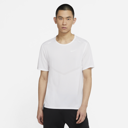 

Nike Mens Nike Dri-Fit Rise 365 Short Sleeve T-Shirt - Mens White/Reflective Silver Size M