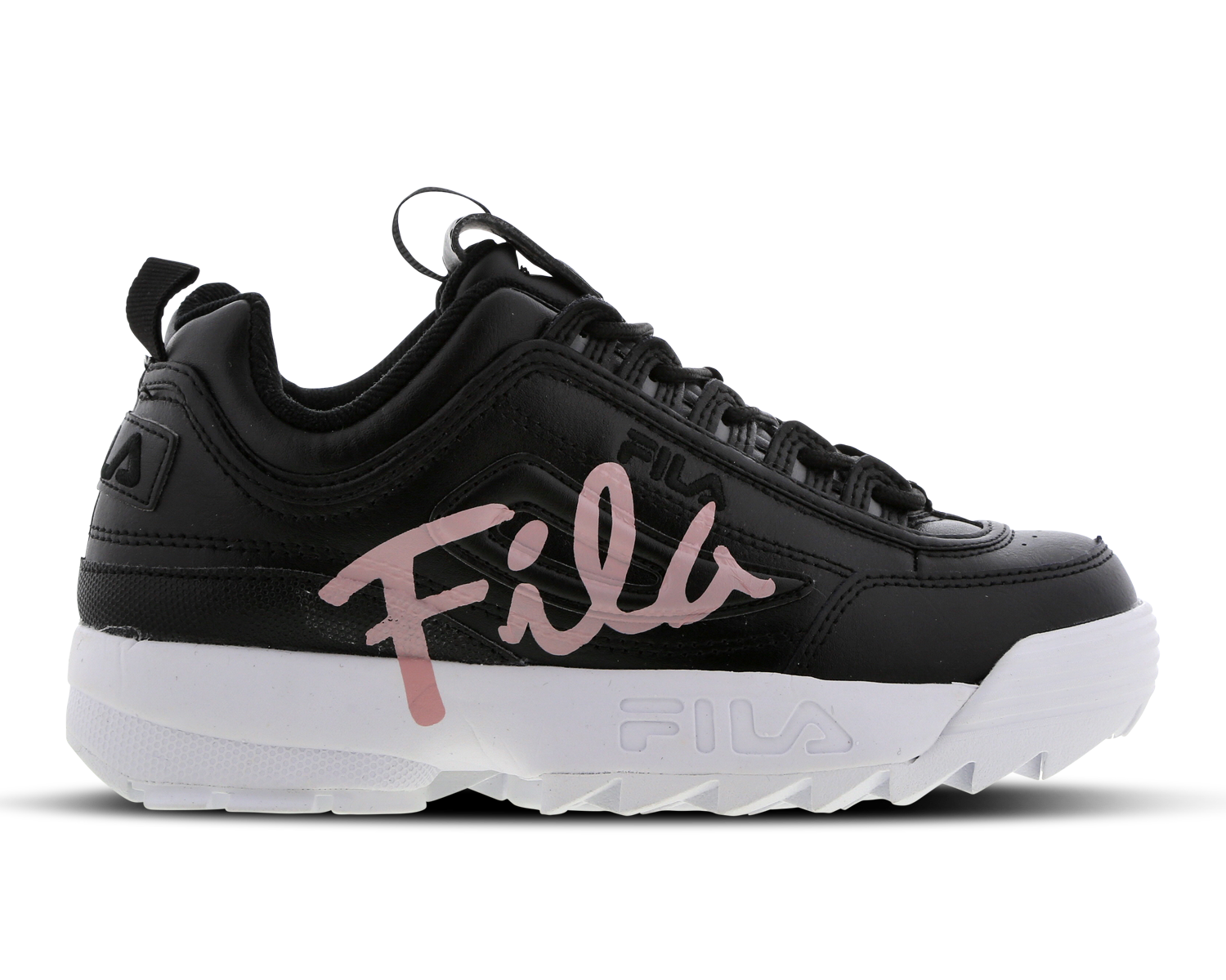 fila disruptor ii trainers black pink shadow white
