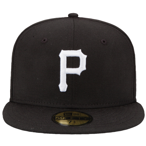 New Era MLB 59Fifty Black & White Basic Cap - Men's - Pittsburgh Pirates - Black / White