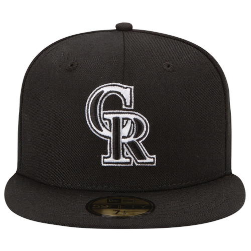 New Era MLB 59Fifty Black & White Basic Cap - Men's - Colorado Rockies - Black / White