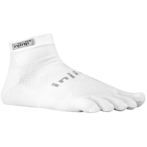 Injinji Original Weight Mini-Crew Toe Socks - White / Grey