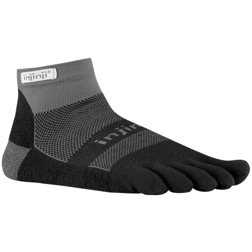 Injinji Midweight Mini-Crew Toe Socks - Black / Grey