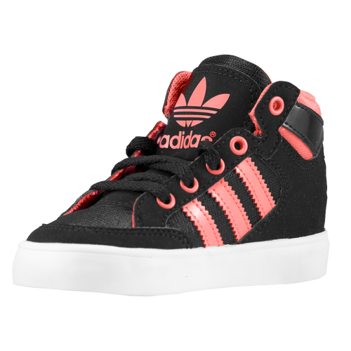 pink and black adidas high tops