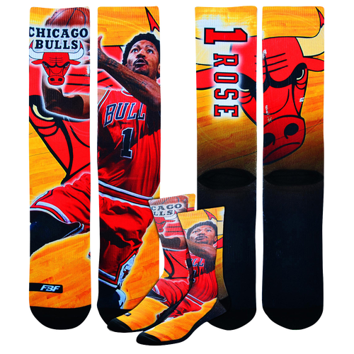 For Bare Feet NBA Center Court Sublimited Player Socks - Men's -  Derrick Rose - Chicago Bulls - Red / Yellow
