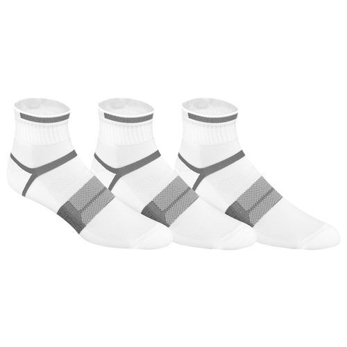 ASICS® Quick Lyte Cushion Quarter 3 Pack Socks - Men's - White / Grey