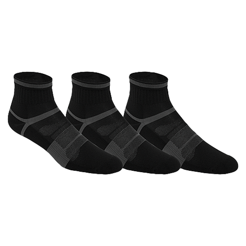 ASICS® Quick Lyte Cushion Quarter 3 Pack Socks - Men's - Black / Grey