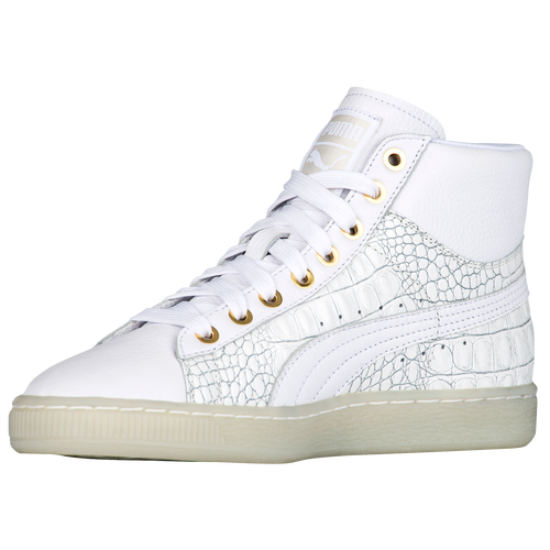 PUMA Basket Mid - Women's - White / Gold