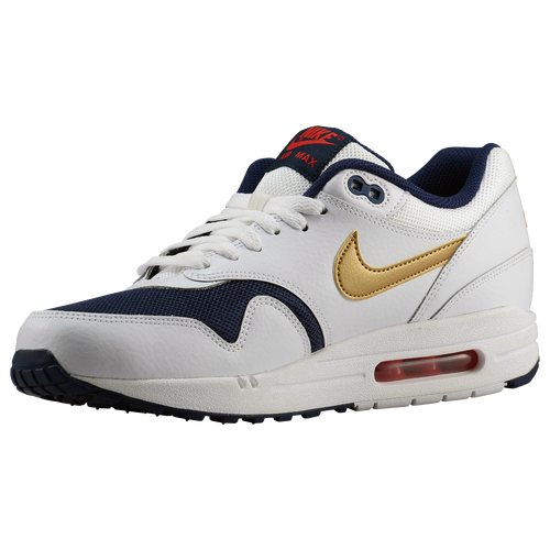 Nike Air Max 1 - Men's - Running - Shoes - White Metallic Gold Midnight 