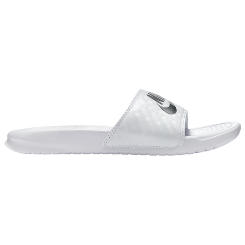 nike benassi slides white and silver