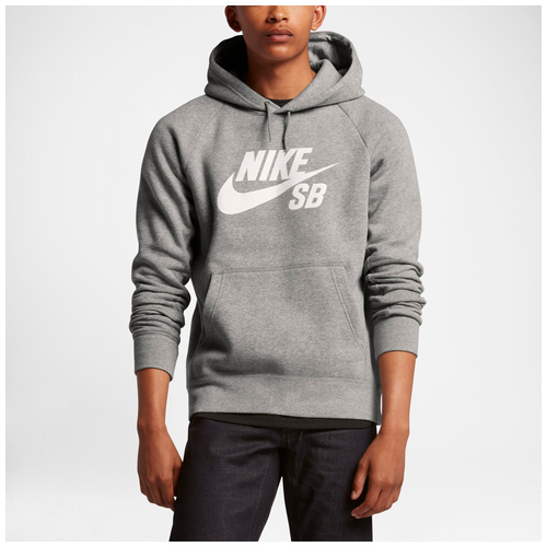 Nike SB Icon Pullover Hoodie - Men's - Grey / White