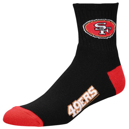 For Bare Feet NFL Logo Quarter Socks - Men's - San Francisco 49ers - Black / Red