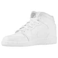 Jordan AJ1 Mid - Boys' Grade School - White / Grey