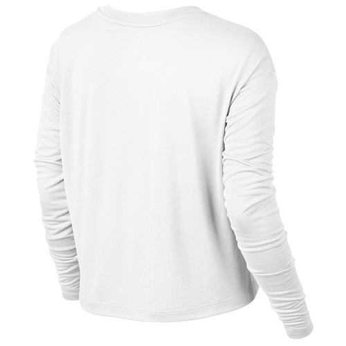 Nike Essential Long Sleeve Crop Top - Women's - Casual - Clothing - White/Black