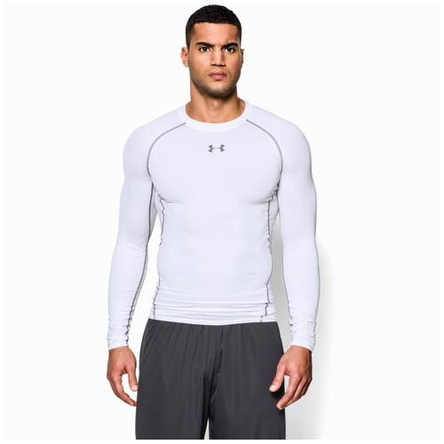 Under Armour HeatGear Armour Comp L/S T-Shirt - Men's - White / Grey