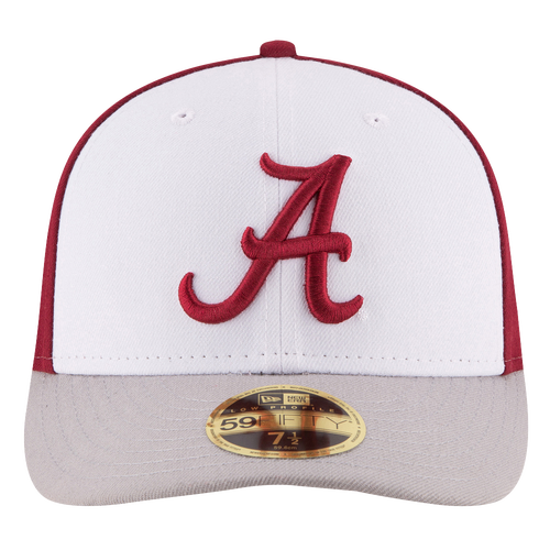 New Era College 59Fifty Front & Center Low Profile - Men's - Alabama Crimson Tide - White / Cardinal