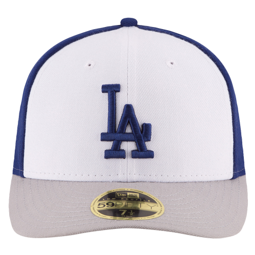 New Era MLB 59Fifty Front & Center Low Crown Cap - Men's - Los Angeles Dodgers - White / Blue