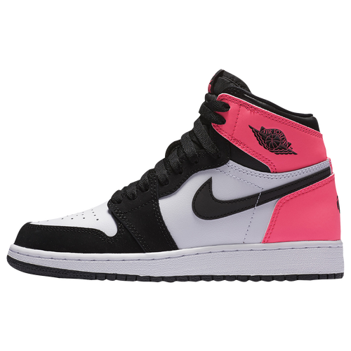 Jordan Retro 1 High OG - Girls' Grade School - Black / Pink