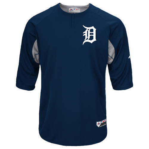 Majestic MLB Player On Field BP Top - Men's - Detroit Tigers - Navy / Grey