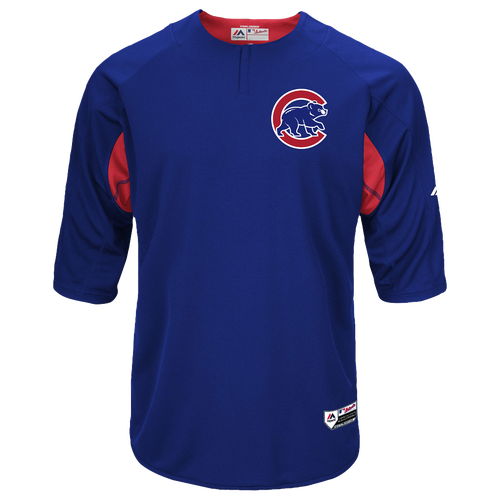 Majestic MLB Player On Field BP Top - Men's - Chicago Cubs - Blue / Red