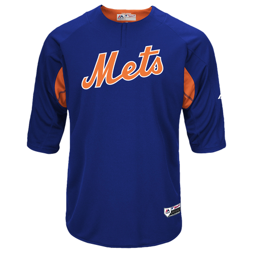 Majestic MLB Player On Field BP Top - Men's - New York Mets - Blue / Orange