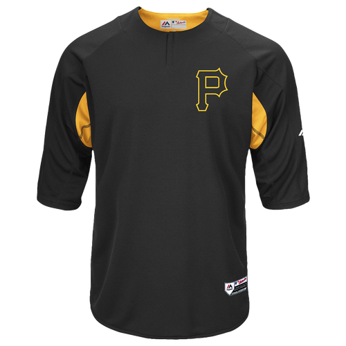 Majestic MLB Player On Field BP Top - Men's - Pittsburgh Pirates - Black / Gold