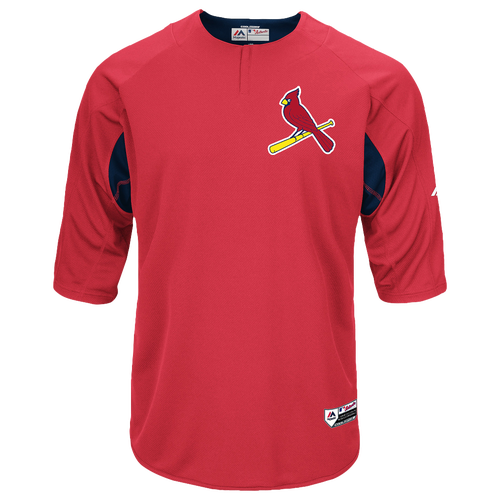 Majestic MLB Player On Field BP Top - Men's - St. Louis Cardinals - Red / Black