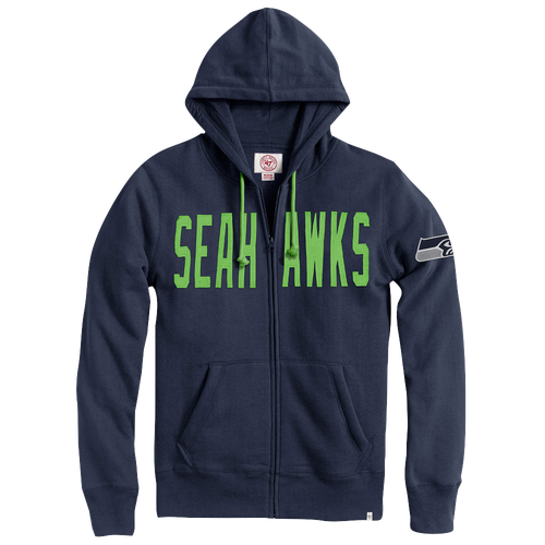 47 Brand NFL Red Zone F/Z Hoodie - Men's - Seattle Seahawks - Navy / Light Green