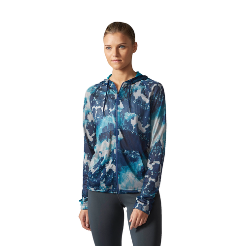 adidas Athletics Sport I.D. Mesh Full Zip Hoodie - Women's - Navy / Light Blue