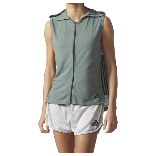 adidas Athletics Show Your Stripes Sleeveless Hoodie - Women's - Light Green / Black
