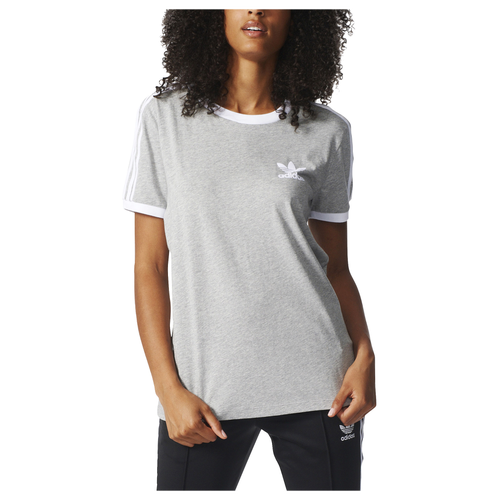 adidas Originals 3Stripes T-Shirt - Women's - Grey / White