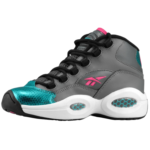 Reebok Question Mid - Boys' Grade School - Grey / Aqua