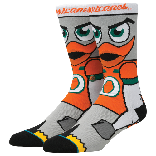 Stance College Team Mascot Crew Socks - Men's - Miami (Fla.) Hurricanes - Grey / Orange