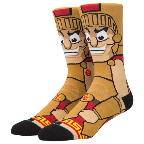 Stance College Team Mascot Crew Socks - Men's - USC Trojans - Tan / Red