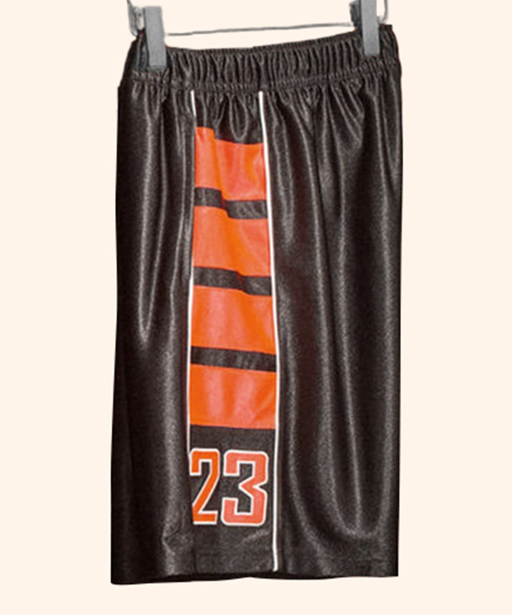black and orange jordan shorts