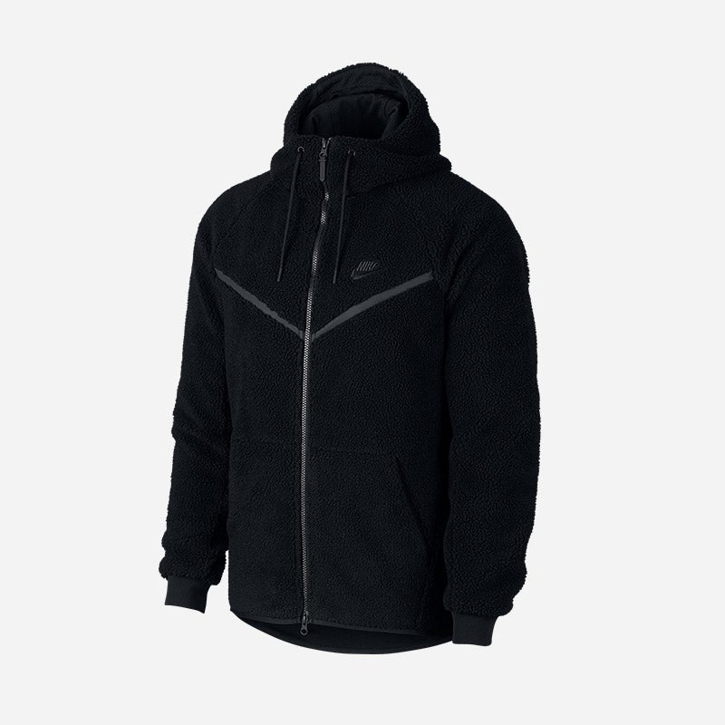 Shop the Men's Nike Sherpa Full-Zip Windrunner Jacket in black.
