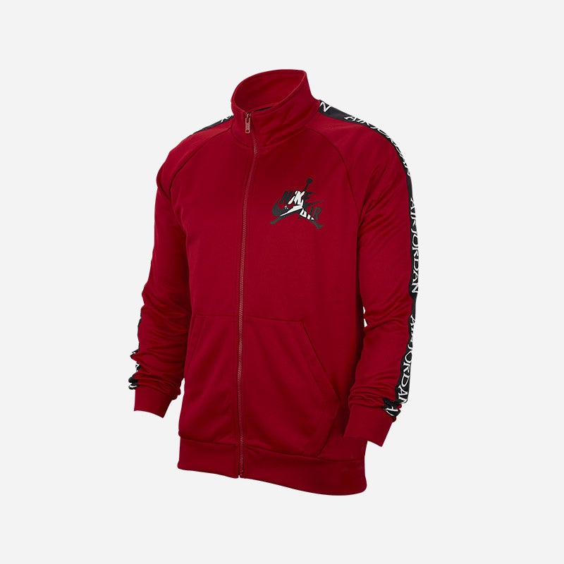 Shop the Men's Jordan Classic Tricot Warm-Up Jacket in gym red/white/black.