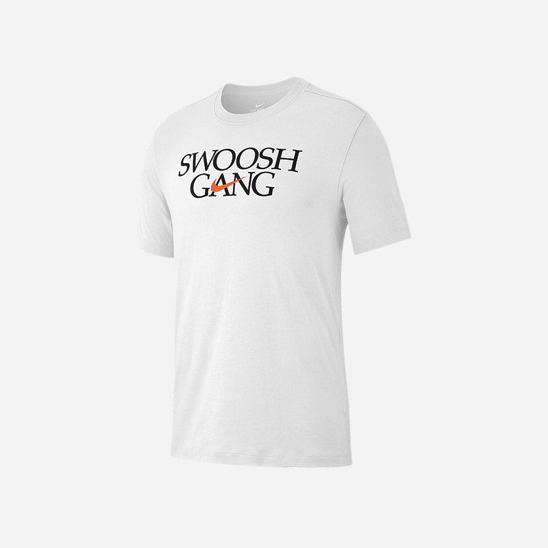 Shop the Men's Nike Swoosh Gang T-shirt in white.