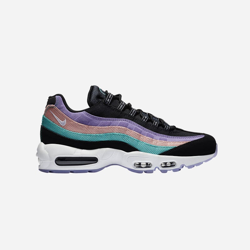 Shop the Men's Nike Air Max 95 in Black/White/Hyper Jade/Bleached Coral. 