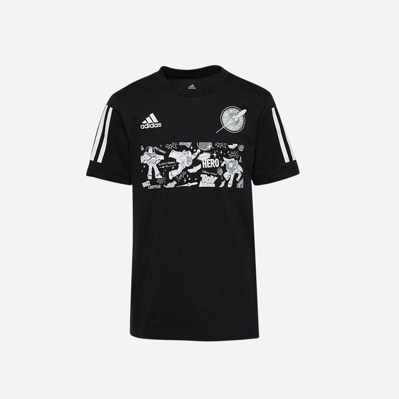 Shop the Boys' adidas Buzz Lightyear T-Shirt in Black/Reflective/Grey.