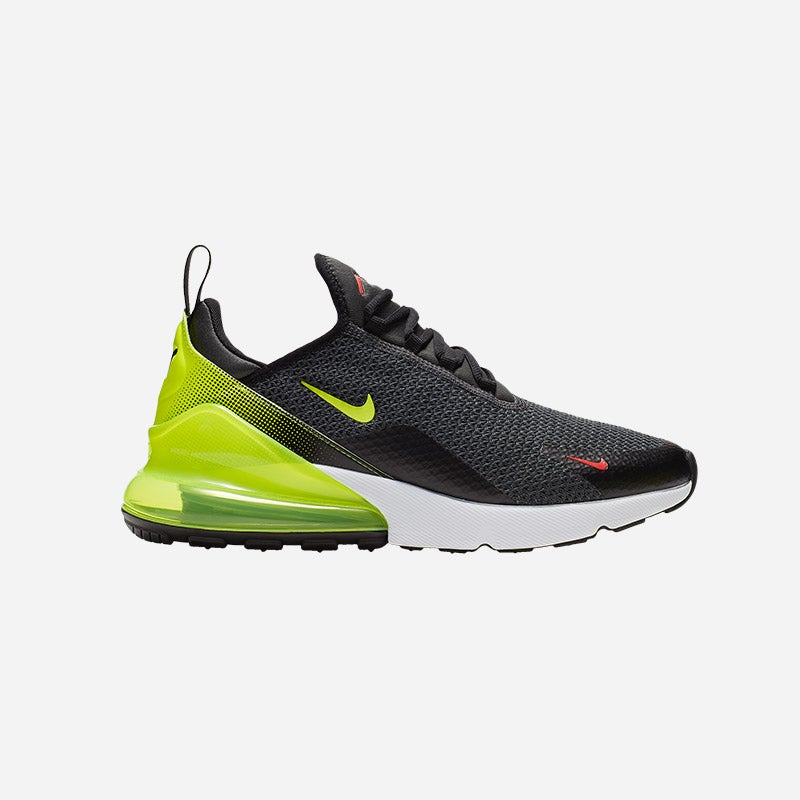 Shop the Men's Nike Air Max 270 in Anthracite/Volt/Black/Bright Crimson.