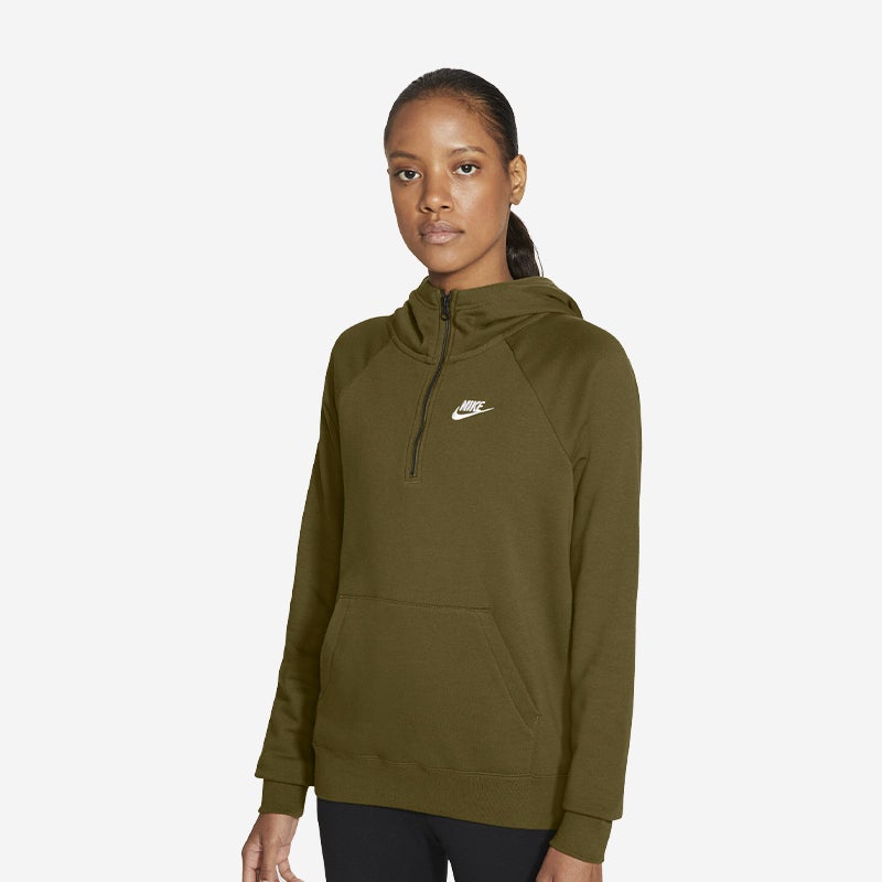 Shop the Womens' Nike Essential Quarter-Zip Fleece Hoodie