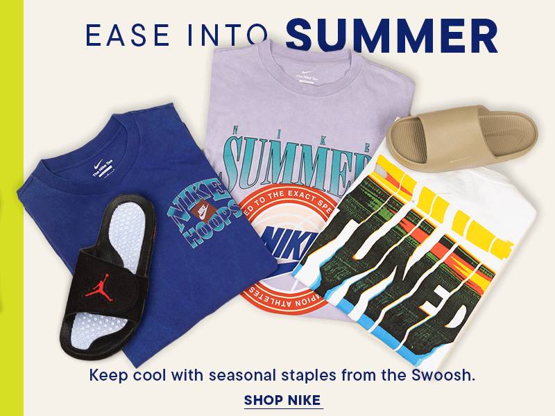Shop NIKE Summer Slides and Tees