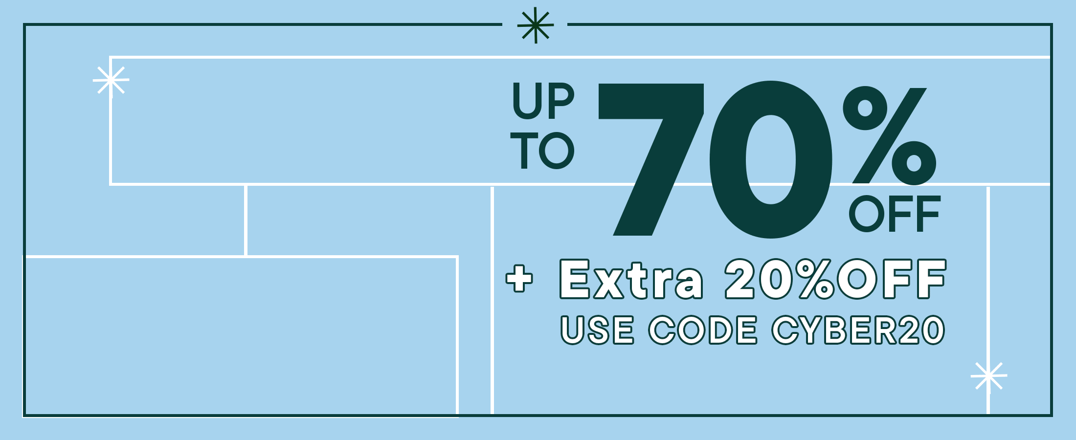 CYBER MONDAY SALE - Up to 70% off + 20% off w/ code