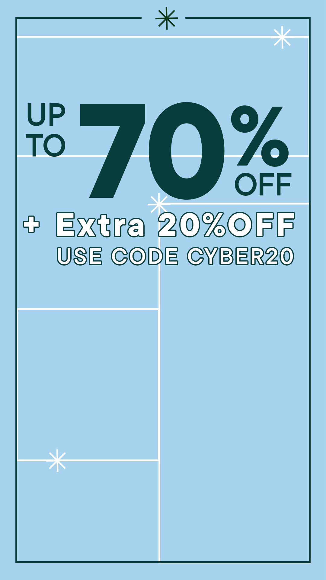 CYBER MONDAY SALE - Up to 70% off + 20% off w/ code