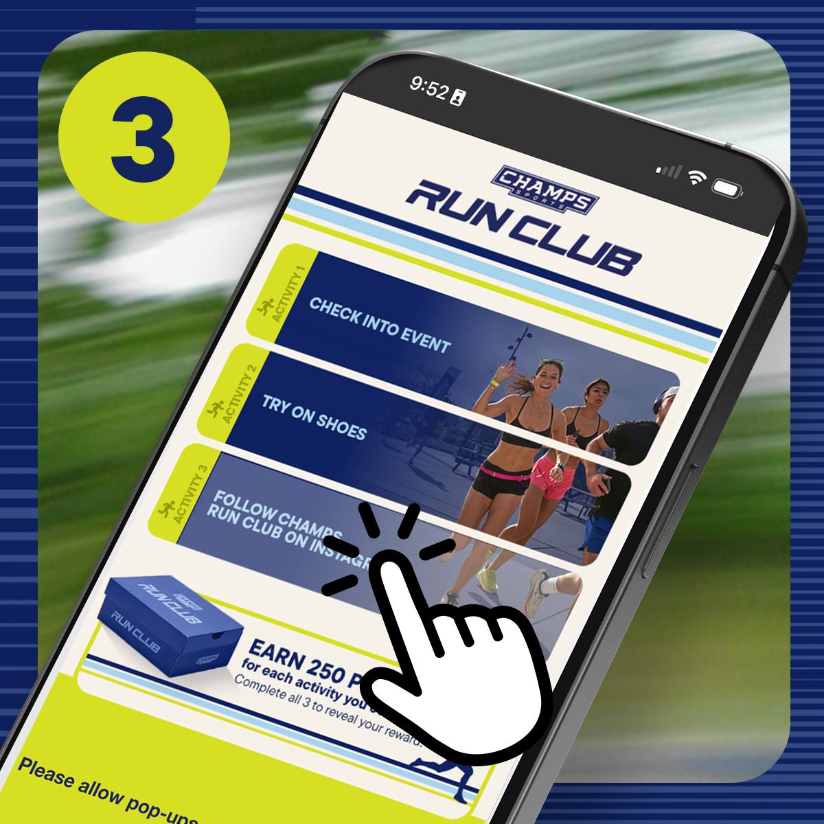 TAP ‘FOLLOW CHAMPS RUN CLUB ON INSTAGRAM’