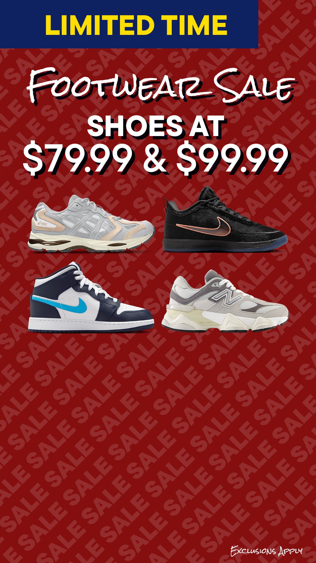 Footwear at $79.99 & $99.99