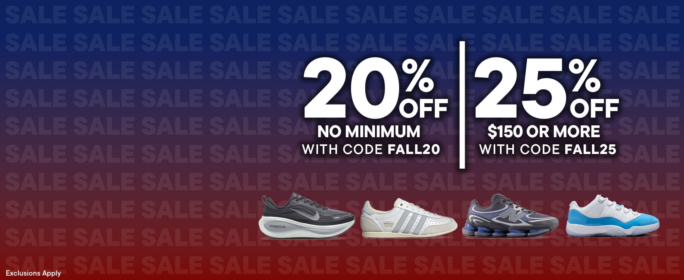 20% OFF NO MIN code FALL20  25% OFF $150+ code FALL25