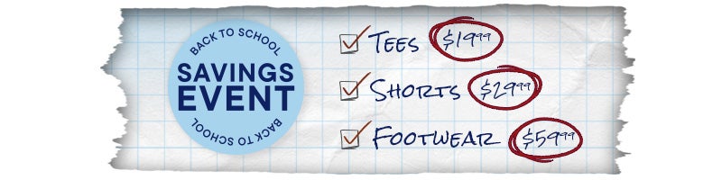 Major Sale - $19.99 Tees, $29.99 Shorts, $59.99 Shoes!